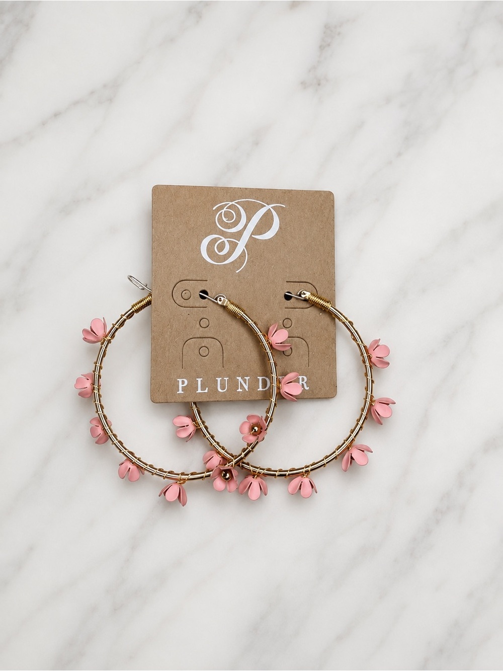 Plunder Pink Flower Hoop Earrings